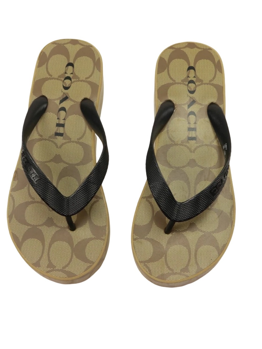 New Coach Lynn Platform Signature Flip Flop Sandal - Brown & Tan Size 7 - Picture 4 of 9